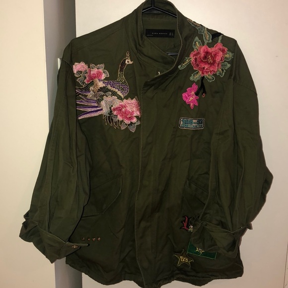 Zara woman green denim jacket - Picture 1 of 6